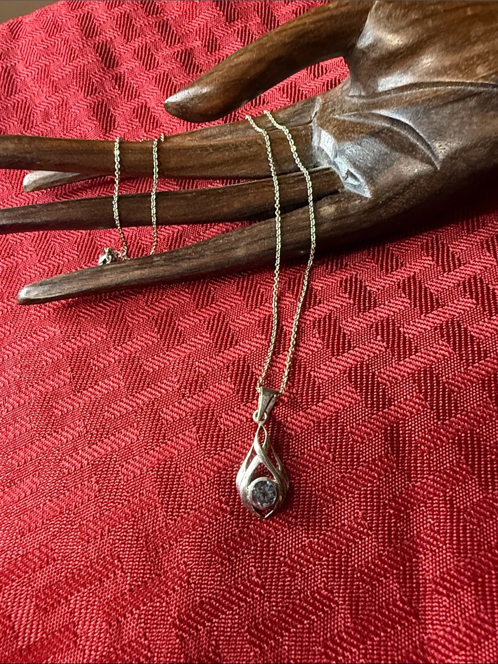 Vintage Italian 925 Sterling Silver teardrop blue topaz necklace